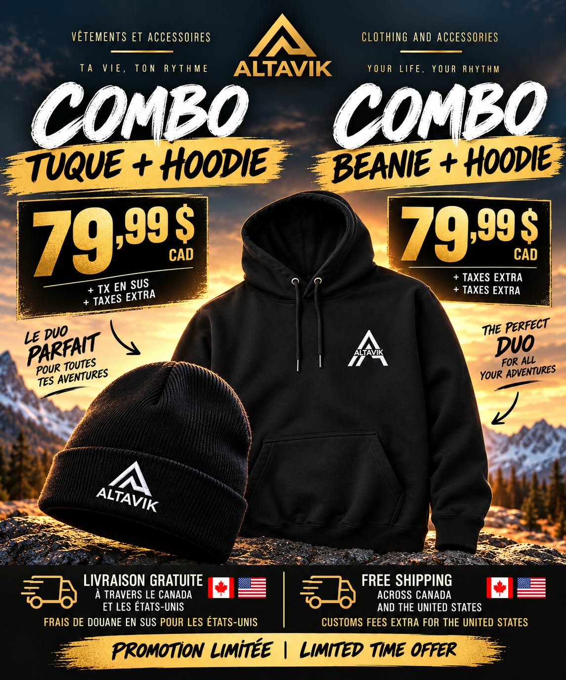 Combo Tuque +Hoodie / Combo Beanie+Hoodie