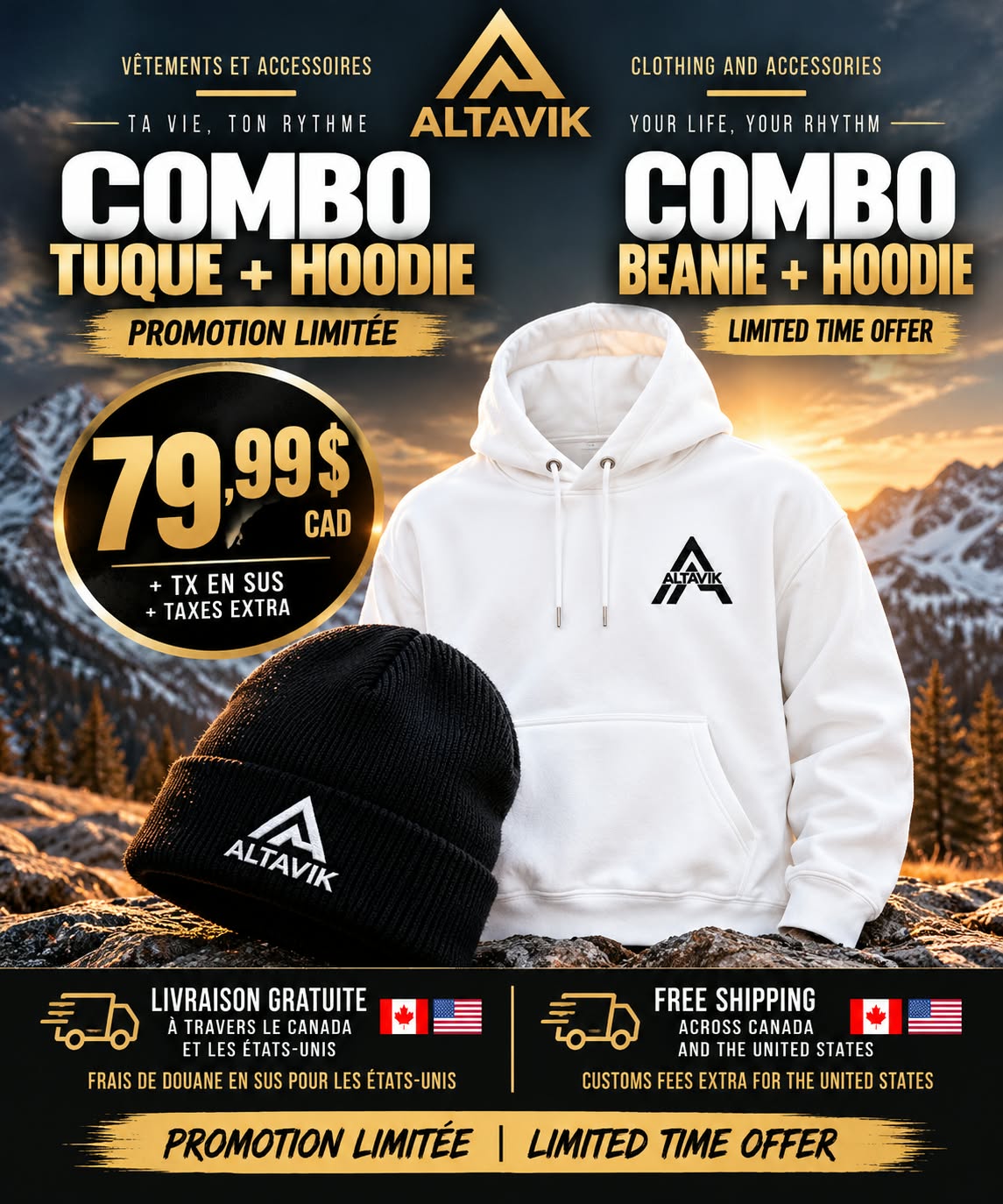 Combo Tuque +Hoodie / Combo Beanie+Hoodie